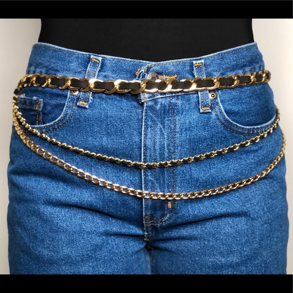 Black and Gold Multi-Chain belt